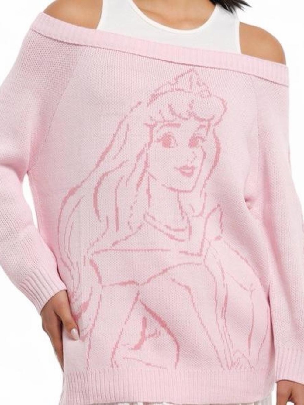 Disney Sleeping Beauty Aurora Girls Cold-Shoulder Sweater Size XL BNWT